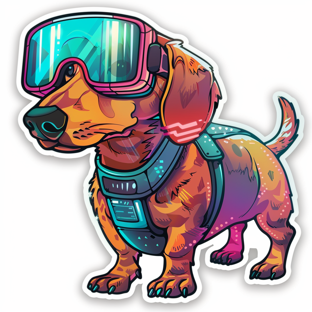 Dachshund Dog cyber punk Vinyl Decal Sticker for Car, Laptop, Tumbler and more # F012866