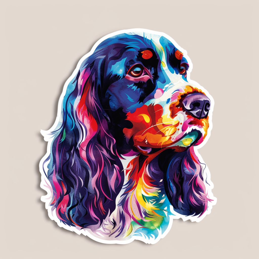 Cocker Spaniel Dog majestic Expressive surreal Vinyl Decal Sticker for Car, Laptop, Tumbler and more # F020080-4" x 4"