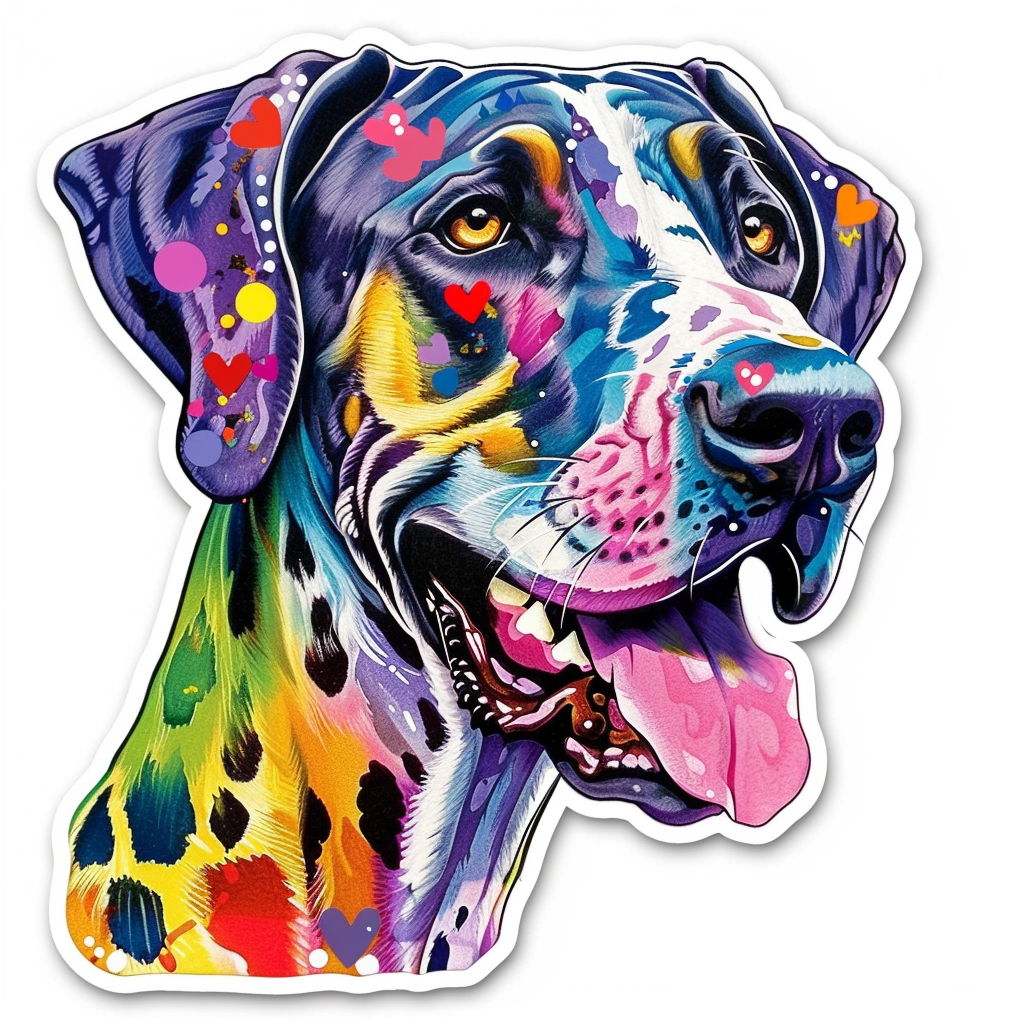 Adorable Great Dane Dog Expressive surreal Vinyl Decal Sticker for Car, Laptop, Tumbler and more # F017952