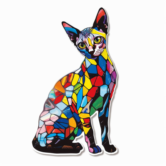 Adorable Cornish Rex Cat Expressive surreal Vinyl Decal Sticker for Car, Laptop, Tumbler and more # F021367-4" x 4"