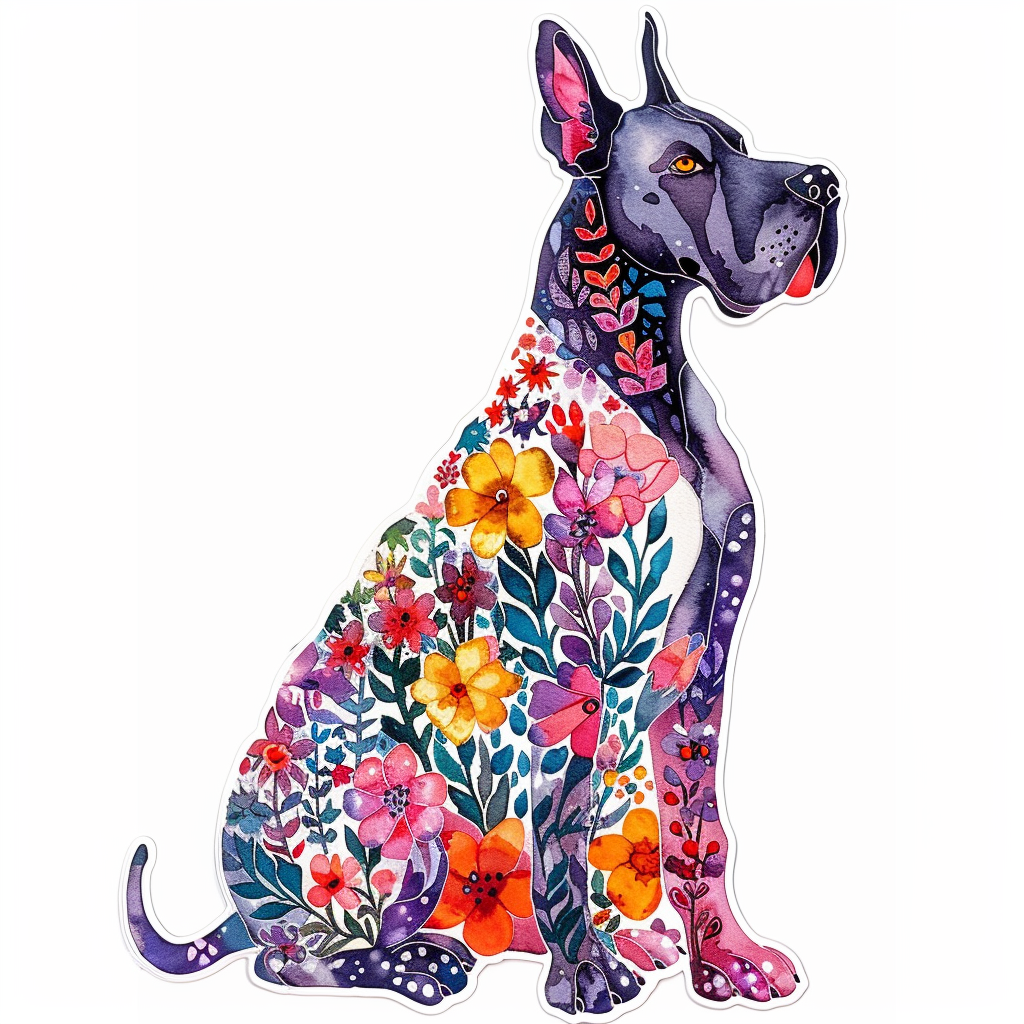 Adorable Great Dane Dog Expressive surreal Vinyl Decal Sticker for Car, Laptop, Tumbler and more # F017861