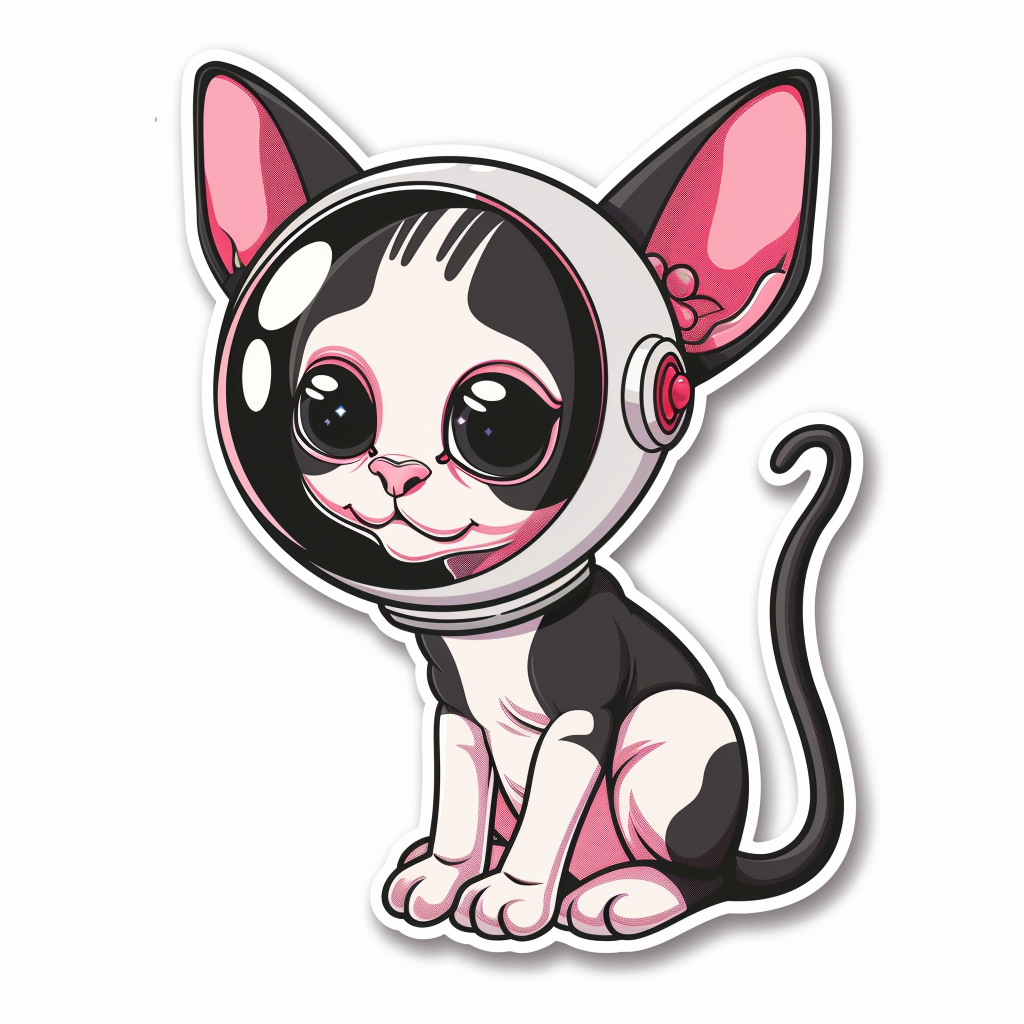 Adorable Cornish Rex Cat Expressive surreal Vinyl Decal Sticker for Car, Laptop, Tumbler and more # F021606-4" x 4"