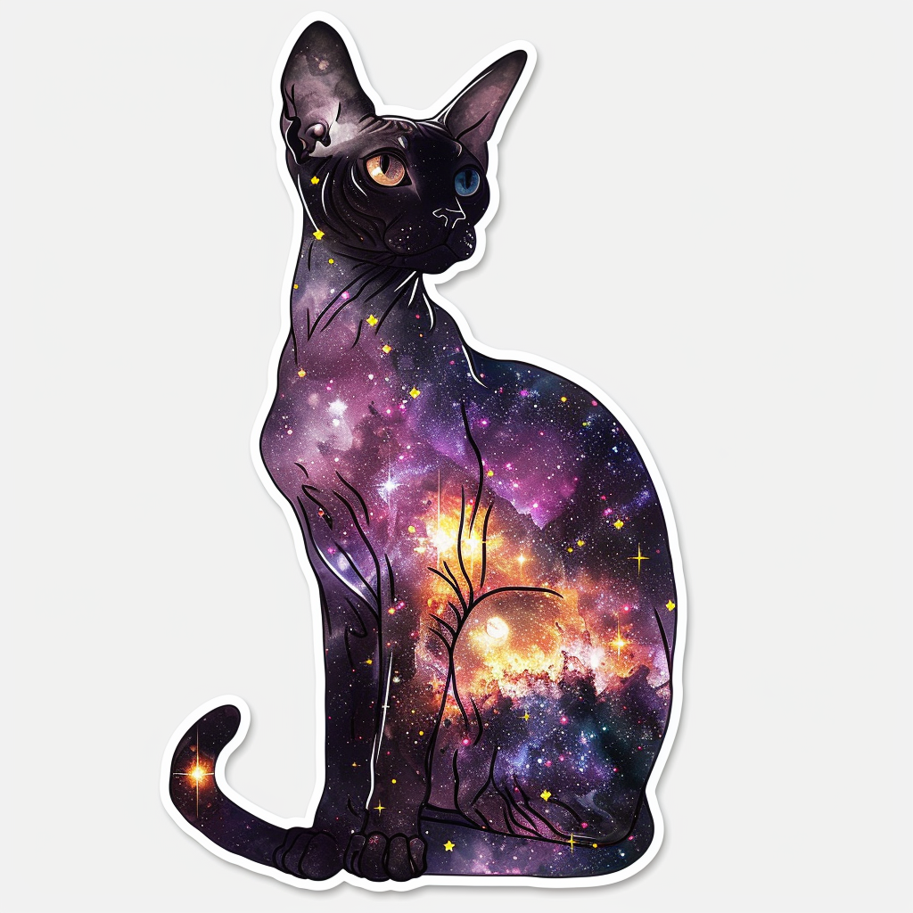 Adorable Cornish Rex Cat Expressive surreal Vinyl Decal Sticker for Car, Laptop, Tumbler and more # F021496-4" x 4"