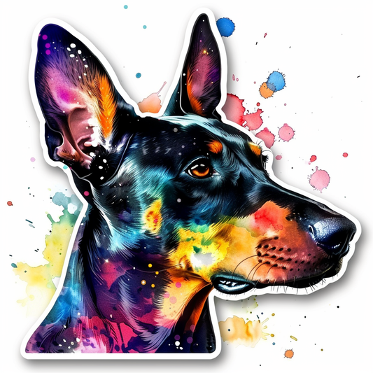 Cute and Adorable Doberman Pinscher Expressive surreal Vinyl Decal Sticker for Car, Laptop, Tumbler and more # F019461-4" x 4"