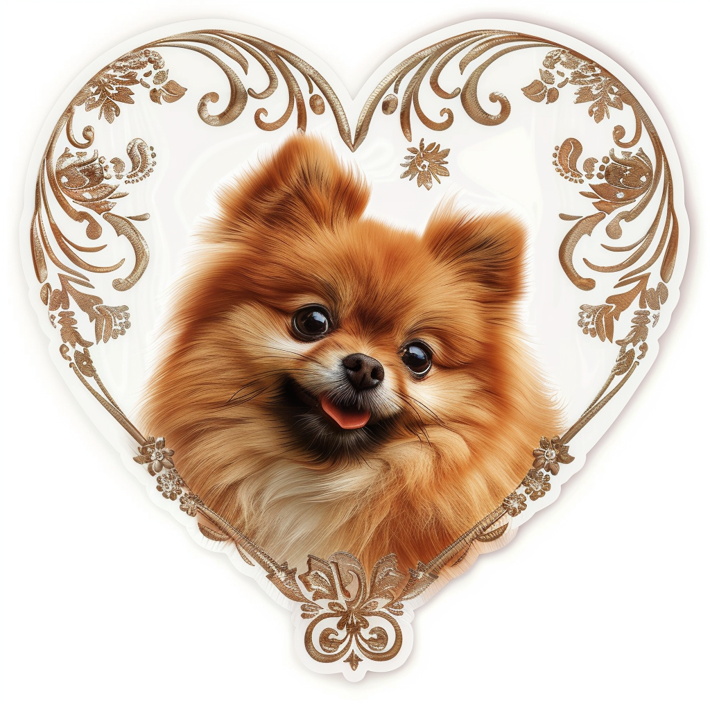 Sticker of a Pomeranian Dog majestic Expressive surreal Heartcore Vinyl Decal Sticker for Car, Laptop, Tumbler and more # F014079