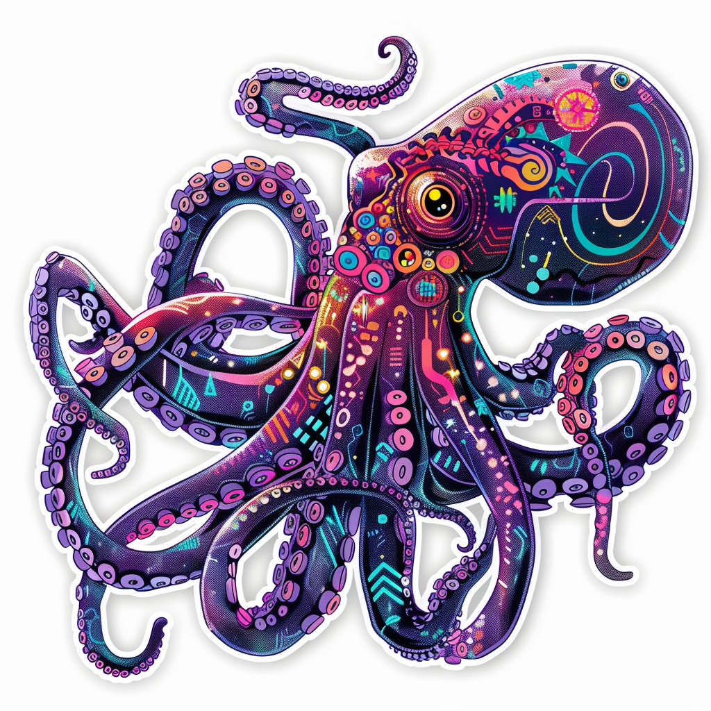 Octopus cyber punk majestic Expressive surreal Vinyl Decal Sticker for Car, Laptop, Tumbler and more # F015584