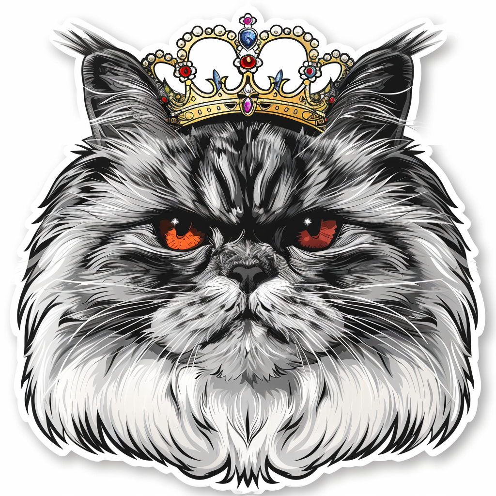 Persian Cat majestic Expressive surreal Vinyl Decal Sticker for Car, Laptop, Tumbler and more # F016124