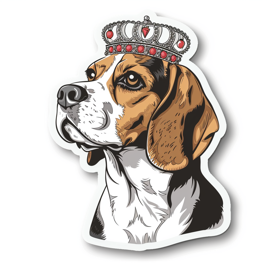 Beagle dog crowned Vinyl Decal Sticker for Car, Laptop, Tumbler and more # F011945