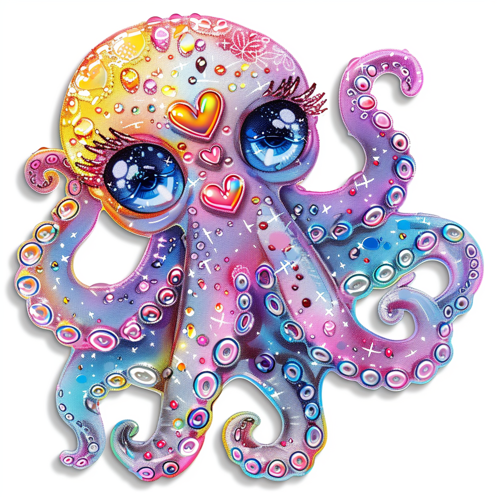 Sticker of a Octopus heartcore texture Expressive surreal Vinyl Decal Sticker for Car, Laptop, Tumbler and more # F015785