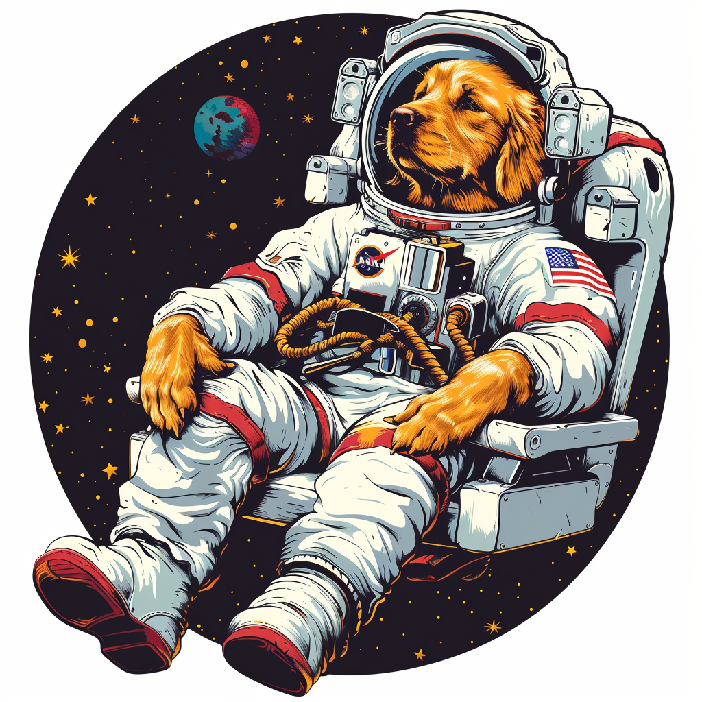 Golden Retriever Dog astronaut Vinyl Decal Sticker for Car, Laptop, Tumbler and more # F010499