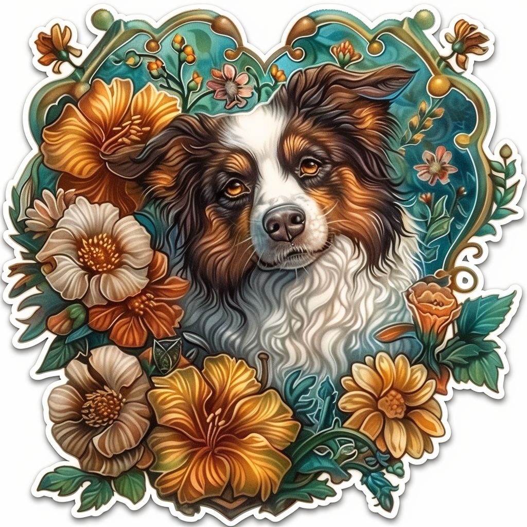 Border Collie Dog majestic Expressive surreal Vinyl Decal Sticker for Car, Laptop, Tumbler and more # F021865-4" x 4"