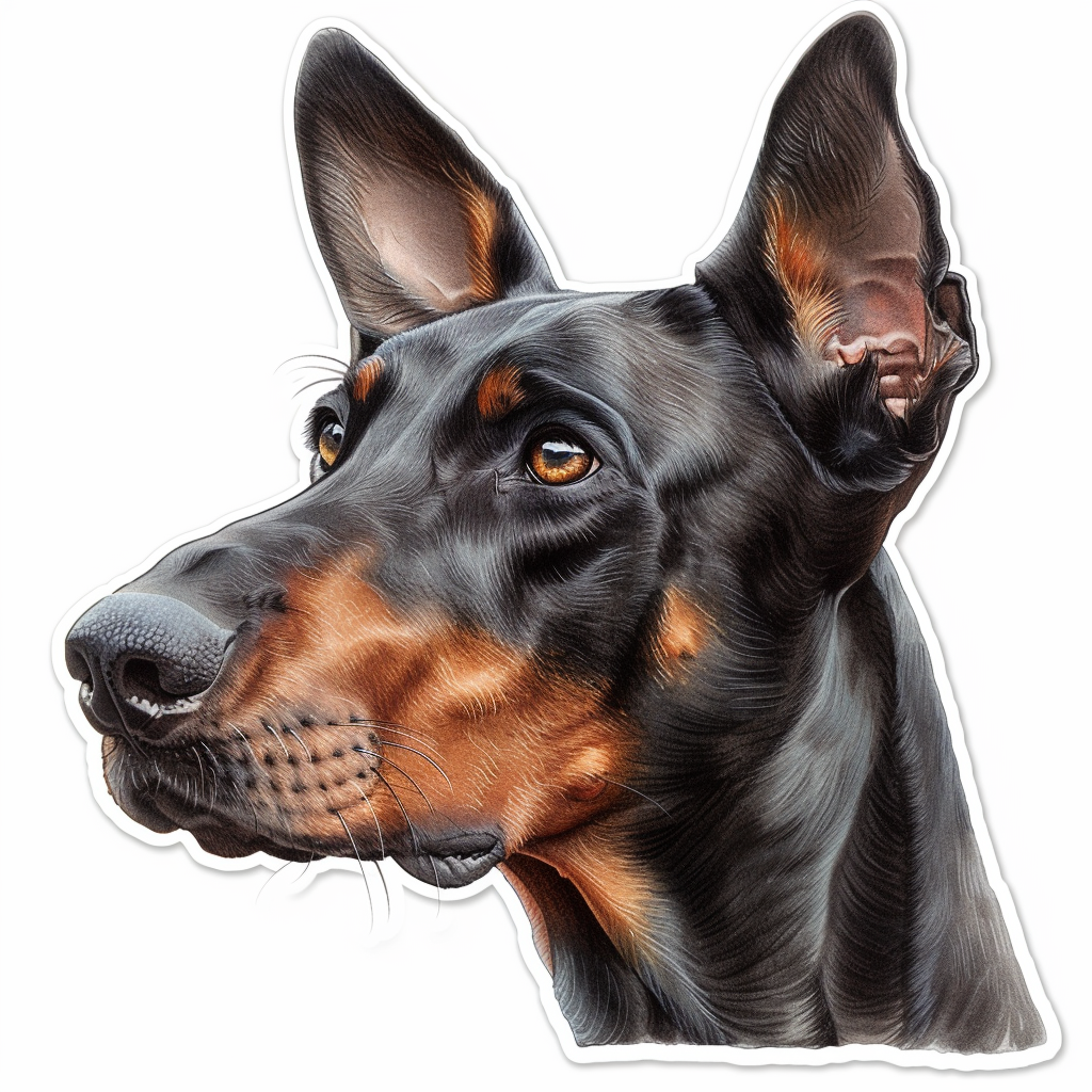 Doberman Pinscher Dog majestic Expressive surreal Vinyl Decal Sticker for Car, Laptop, Tumbler and more # F019572-4" x 4"
