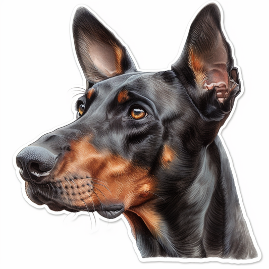 Doberman Pinscher Dog majestic Expressive surreal Vinyl Decal Sticker for Car, Laptop, Tumbler and more # F019572-4" x 4"