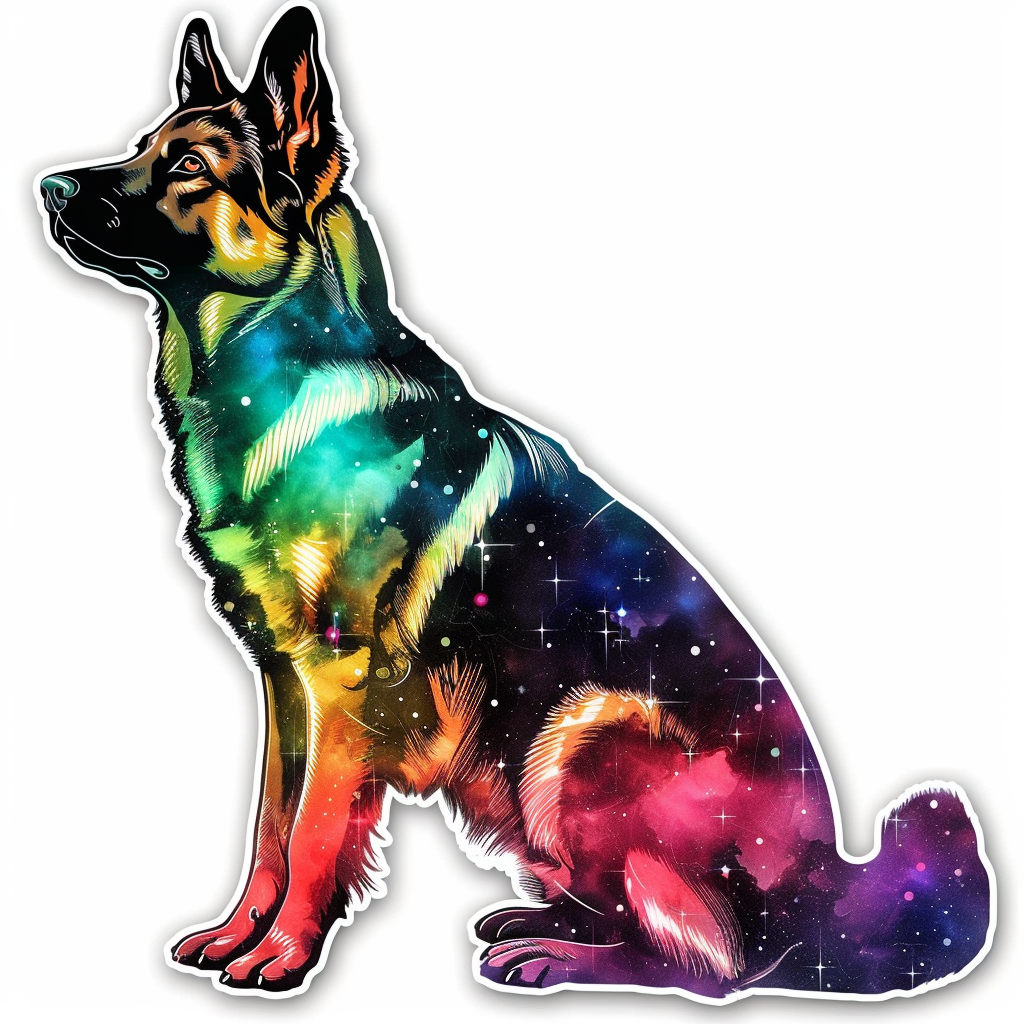 German Shepherd Dog galaxy Vinyl Decal Sticker for Car, Laptop, Tumbler and more # F011302
