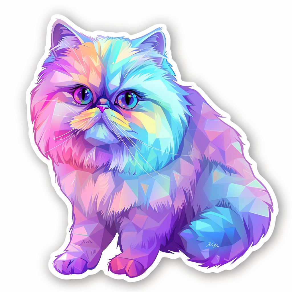 Sticker of a Persian Cat Expressive surreal Vinyl Decal Sticker for Car, Laptop, Tumbler and more # F016449