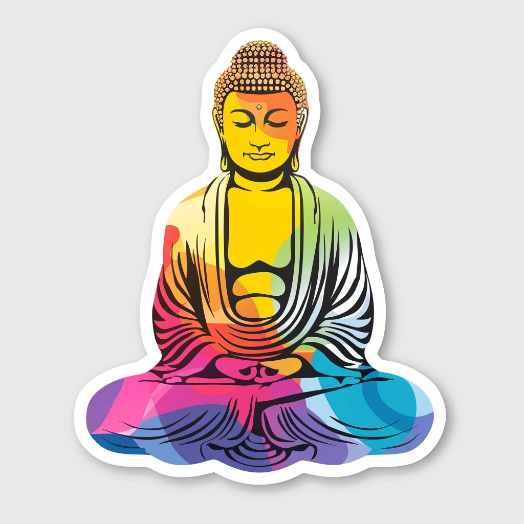Buddha cartoon majestic Expressive surreal Vinyl Decal Sticker for Car, Laptop, Tumbler and more # F017143