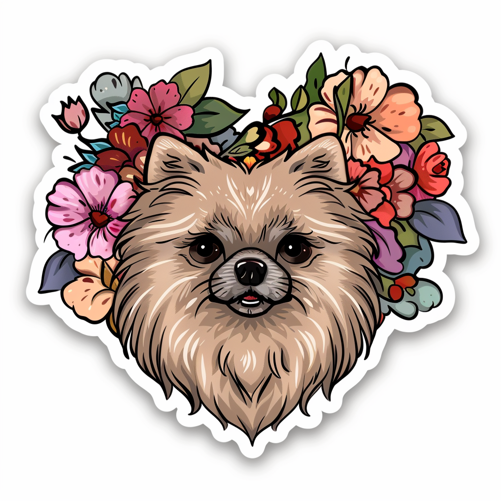 Sticker of a Pomeranian Dog majestic Expressive surreal Heartcore Vinyl Decal Sticker for Car, Laptop, Tumbler and more # F014099
