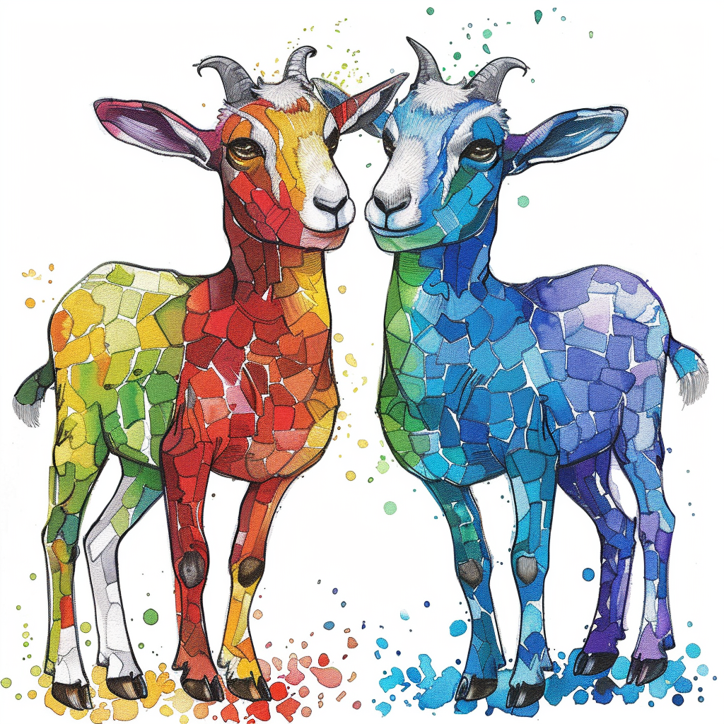 Goat majestic Expressive surreal Vinyl Decal Sticker for Car, Laptop, Tumbler and more # F020624-4" x 4"