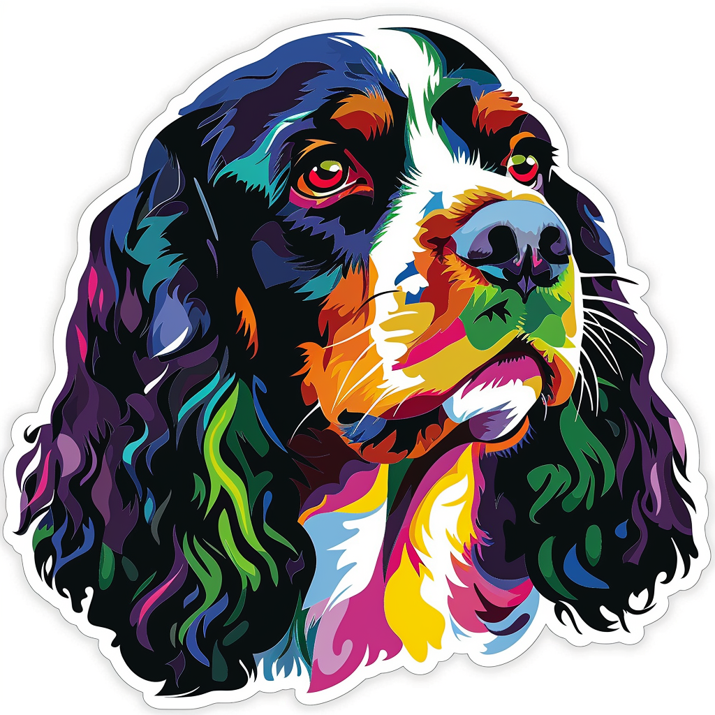 Cocker Spaniel Dog majestic Expressive surreal Vinyl Decal Sticker for Car, Laptop, Tumbler and more # F020066-4" x 4"
