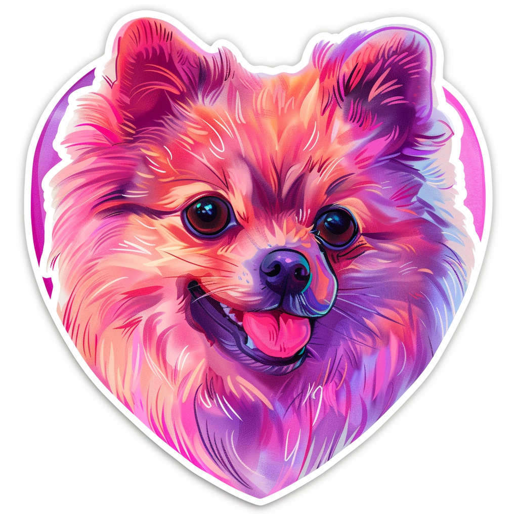 Sticker of a Pomeranian Dog majestic Expressive surreal Heartcore Vinyl Decal Sticker for Car, Laptop, Tumbler and more # F014121