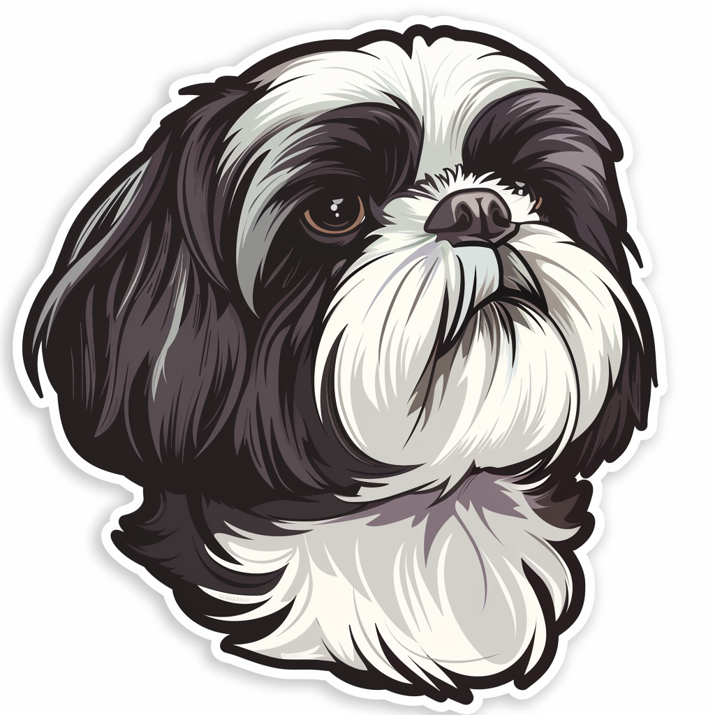 Adorable Shih Tzu Dog Expressive surreal Vinyl Decal Sticker for Car, Laptop, Tumbler and more # F018500