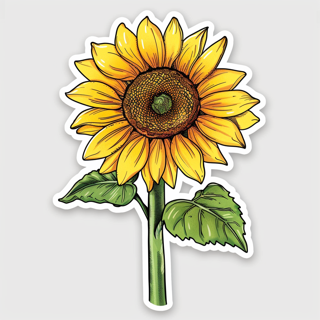 Sunflower flower majestic Expressive surreal Vinyl Decal Sticker for Car, Laptop, Tumbler and more # F023011