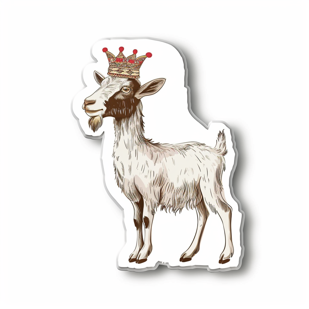 Goat Crowned majestic Expressive surreal Vinyl Decal Sticker for Car, Laptop, Tumbler and more # F020559-4" x 4"