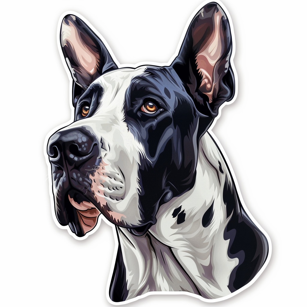 Adorable Great Dane Dog Expressive surreal Vinyl Decal Sticker for Car, Laptop, Tumbler and more # F018023