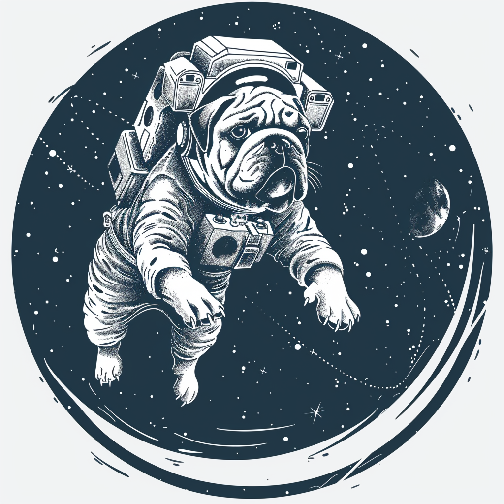 Bulldog Dog astronaut majestic Expressive surreal Vinyl Decal Sticker for Car, Laptop, Tumbler and more # F017317