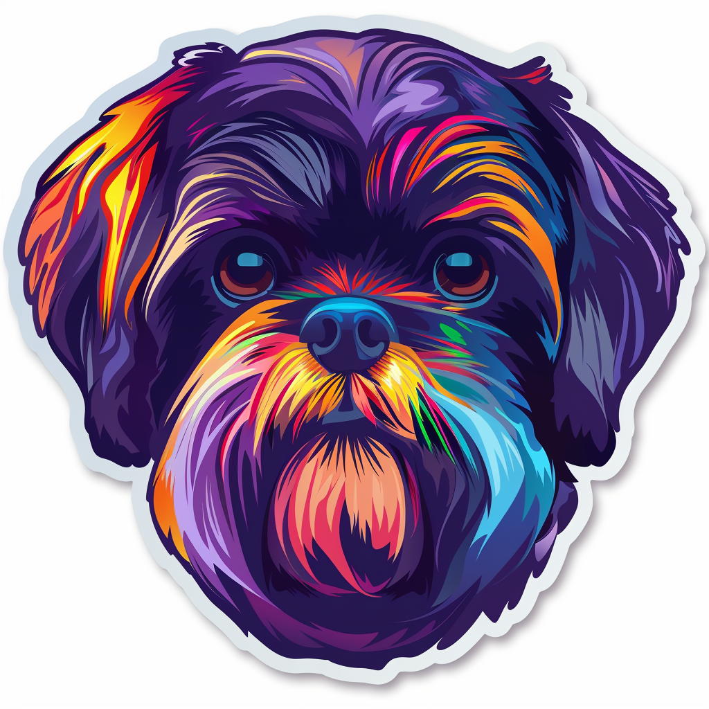 Adorable Shih Tzu Dog Expressive surreal Vinyl Decal Sticker for Car, Laptop, Tumbler and more # F018275