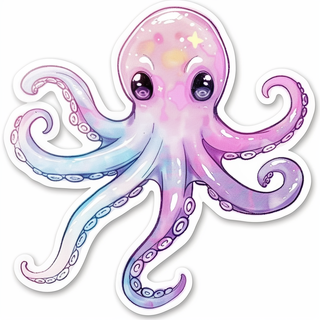 Sticker of a Octopus heartcore texture Expressive surreal Vinyl Decal Sticker for Car, Laptop, Tumbler and more # F015793