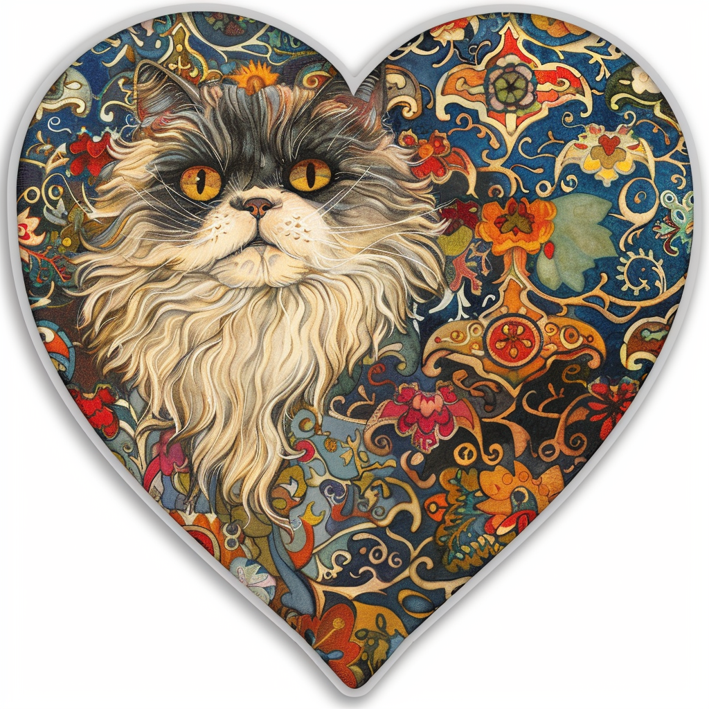 Persian Cat Expressive surreal Vinyl Decal Sticker for Car, Laptop, Tumbler and more # F016281