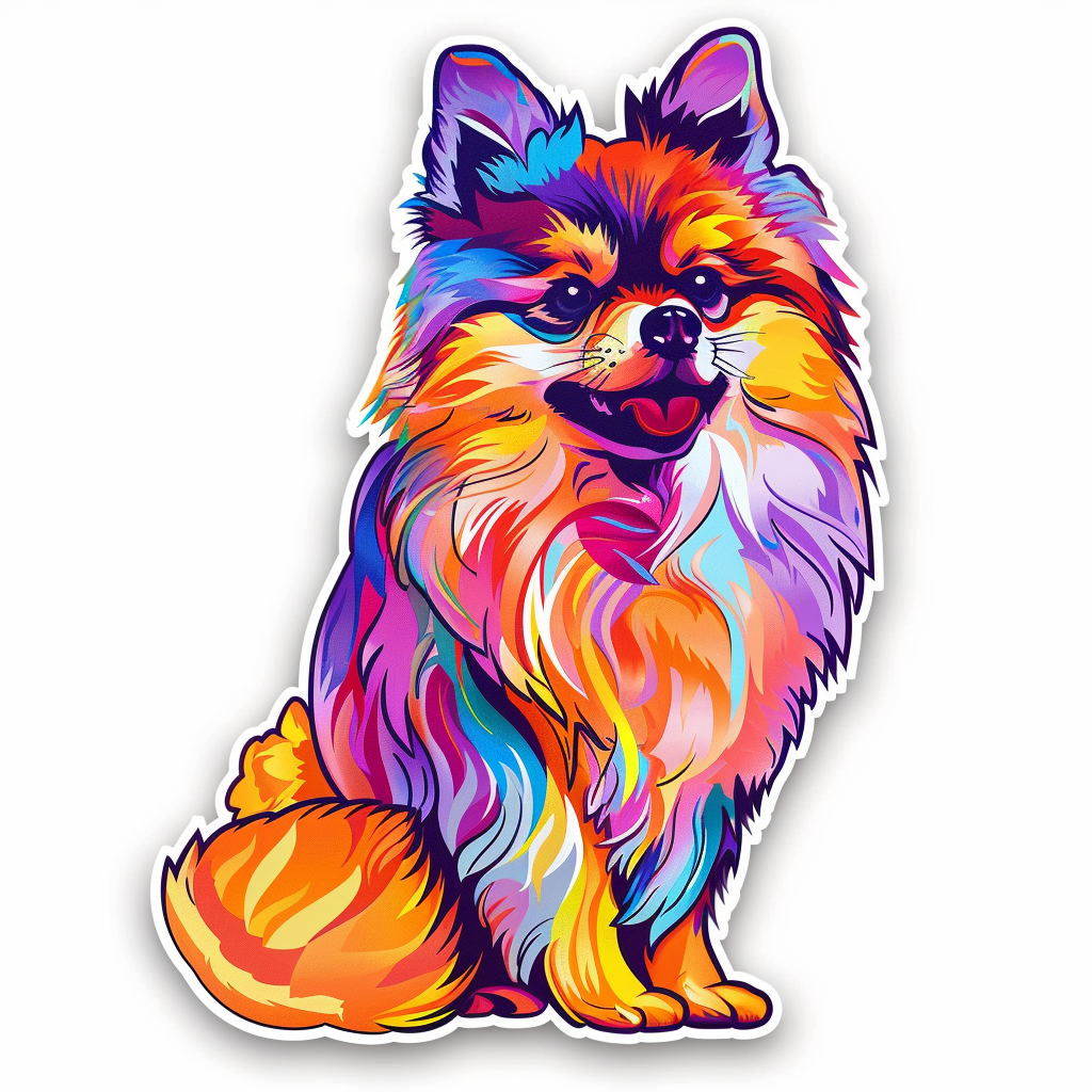 Sticker of a Pomeranian Dog majestic Expressive surreal Vinyl Decal Sticker for Car, Laptop, Tumbler and more # F013798