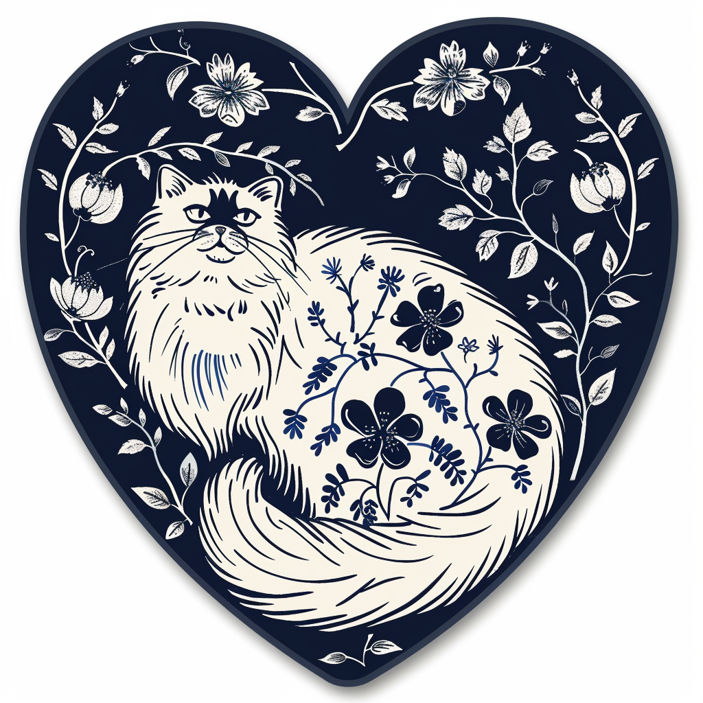 Sticker of a Persian Cat Expressive surreal Vinyl Decal Sticker for Car, Laptop, Tumbler and more # F016428