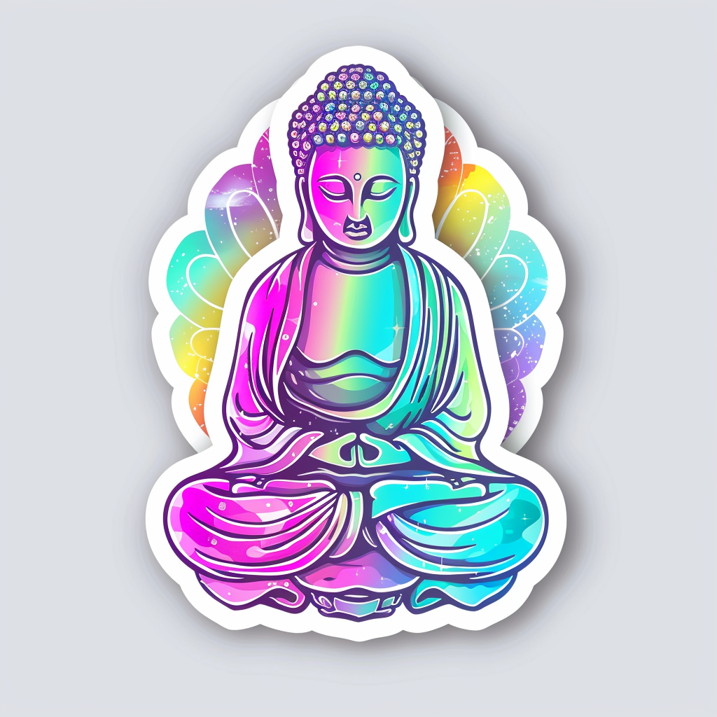 Sticker of a Buddha majestic Expressive surreal Vinyl Decal Sticker for Car, Laptop, Tumbler and more # F017247