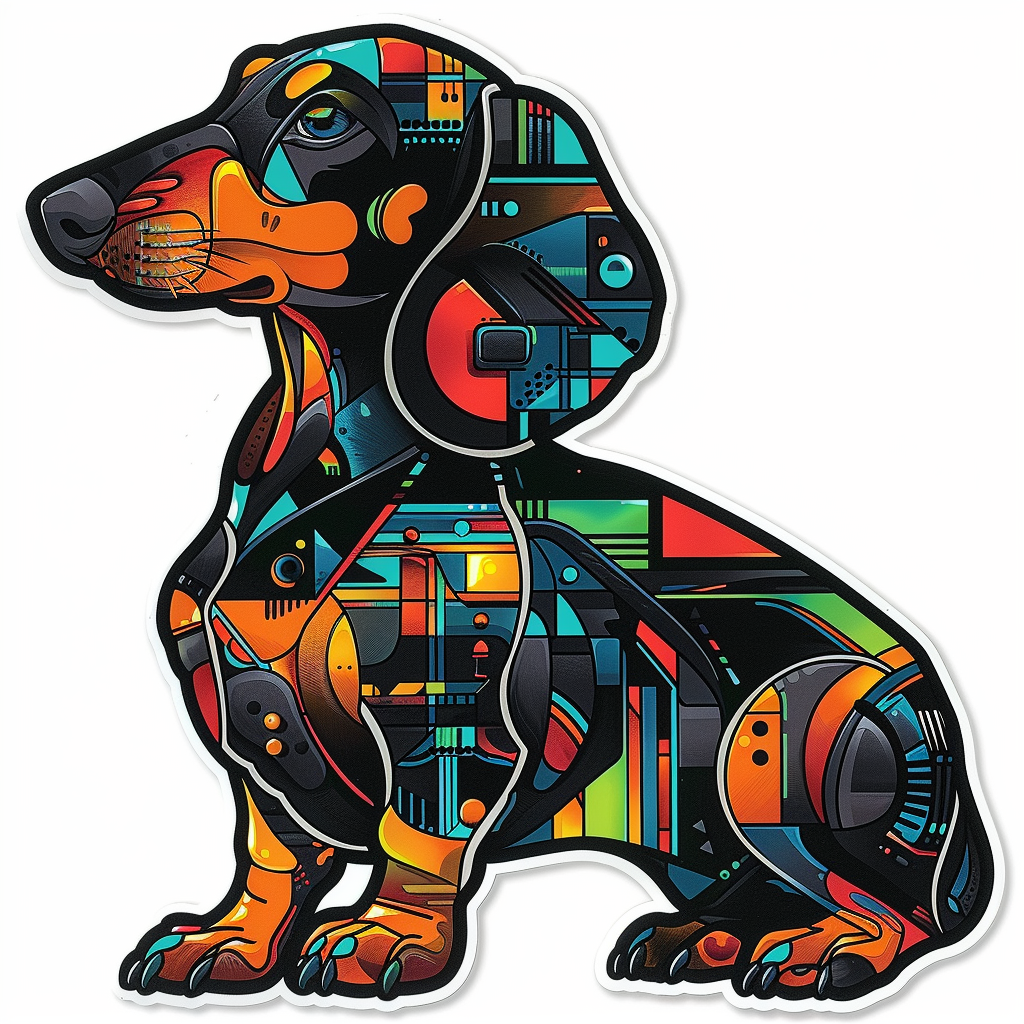 Dachshund Dog cyber punk Vinyl Decal Sticker for Car, Laptop, Tumbler and more # F012856