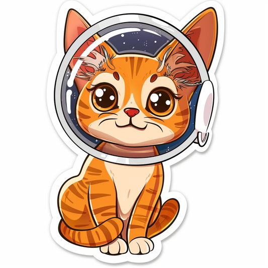 Abyssinian Cat astronaut majestic Expressive surreal Vinyl Decal Sticker for Car, Laptop, Tumbler and more # F021313-4" x 4"