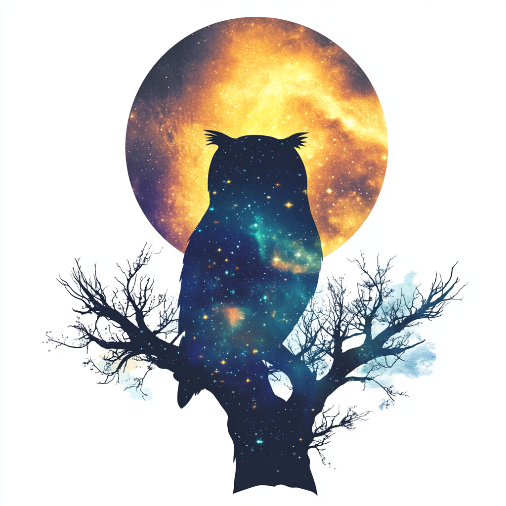 Owl Moon and Stars Vinyl Decal Sticker for Car, Laptop, Tumbler and more # F025720