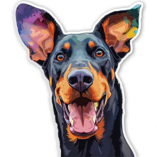 Doberman Pinscher Dog majestic Expressive surreal Vinyl Decal Sticker for Car, Laptop, Tumbler and more # F019582-4" x 4"