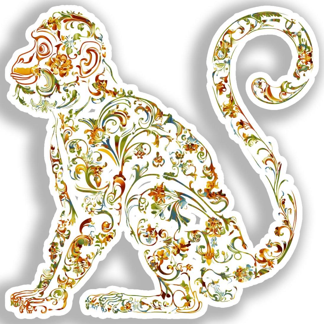 Monkey Vinyl Decal Sticker for Car, Laptop, Tumbler and more # A018444-4" x 4"