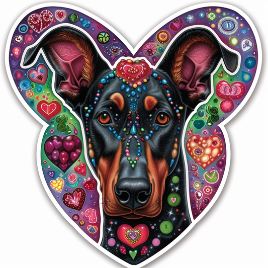 Doberman Pinscher Dog majestic Expressive surreal Vinyl Decal Sticker for Car, Laptop, Tumbler and more # F019606-4" x 4"