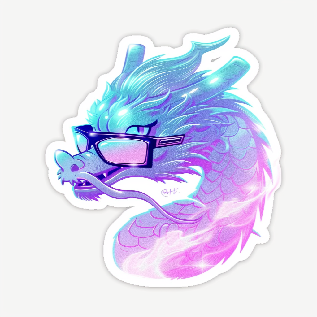 Dragon wearing sunglasses majestic Expressive surreal Vinyl Decal Sticker for Car, Laptop, Tumbler and more # F018967