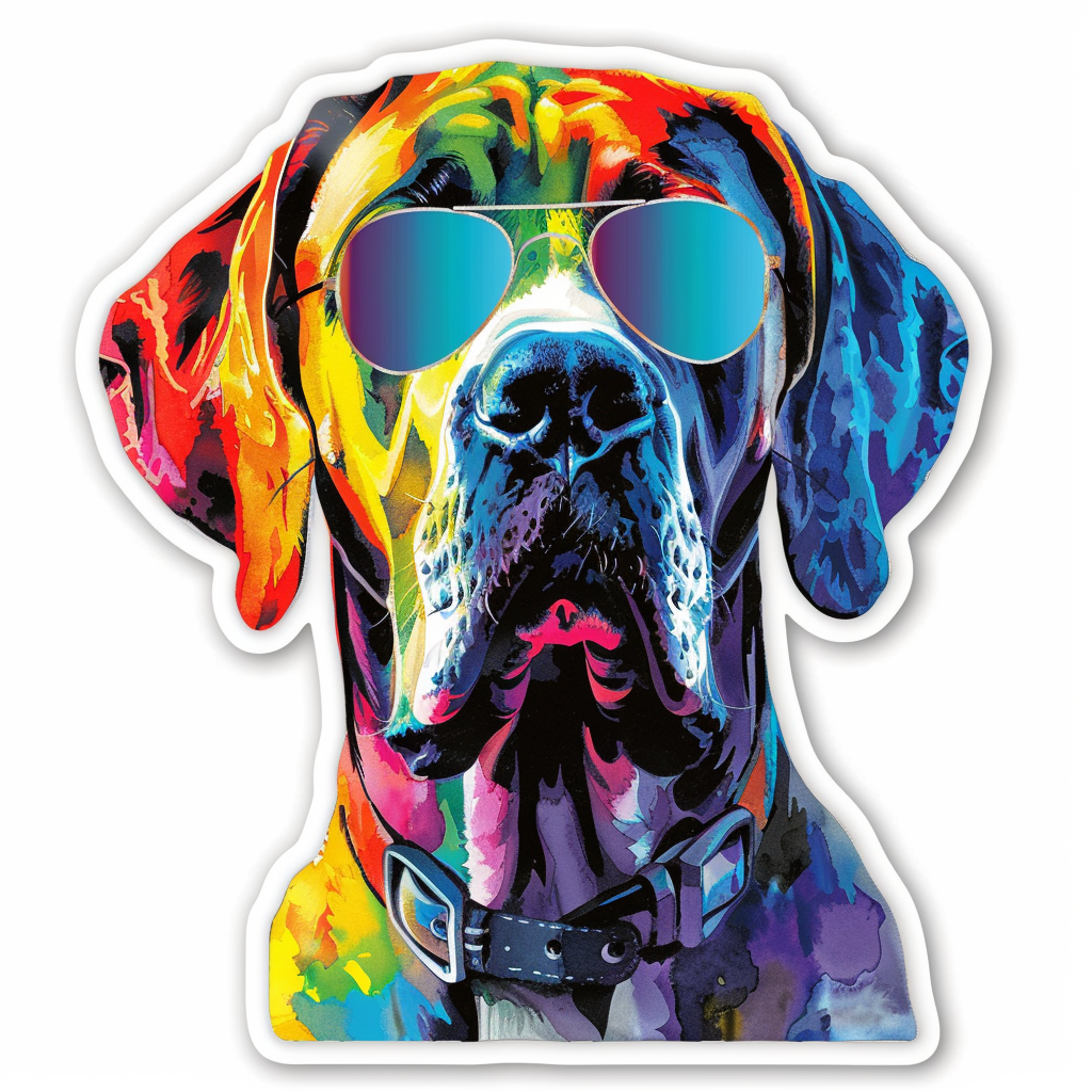 Adorable Great Dane Dog Expressive surreal Vinyl Decal Sticker for Car, Laptop, Tumbler and more # F018095