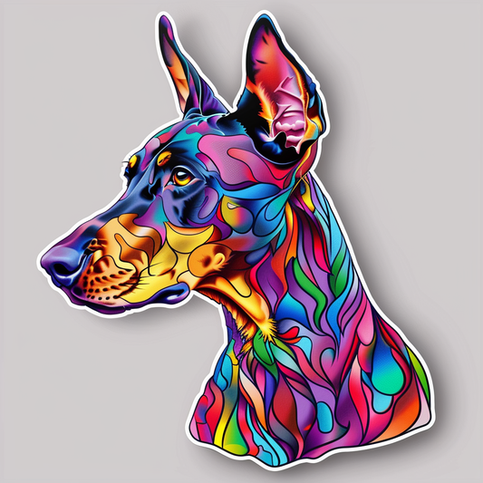 Doberman Pinscher Dog majestic Expressive surreal Vinyl Decal Sticker for Car, Laptop, Tumbler and more # F019615-4" x 4"
