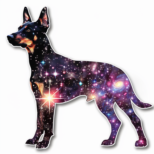 Doberman Pinscher Dog galaxy majestic Expressive surreal Vinyl Decal Sticker for Car, Laptop, Tumbler and more # F019496-4" x 4"