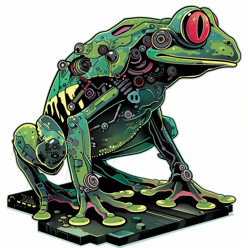 Sticker of a Frog cute and adorable Expressive surreal Vinyl Decal Sticker for Car, Laptop, Tumbler and more # F016697