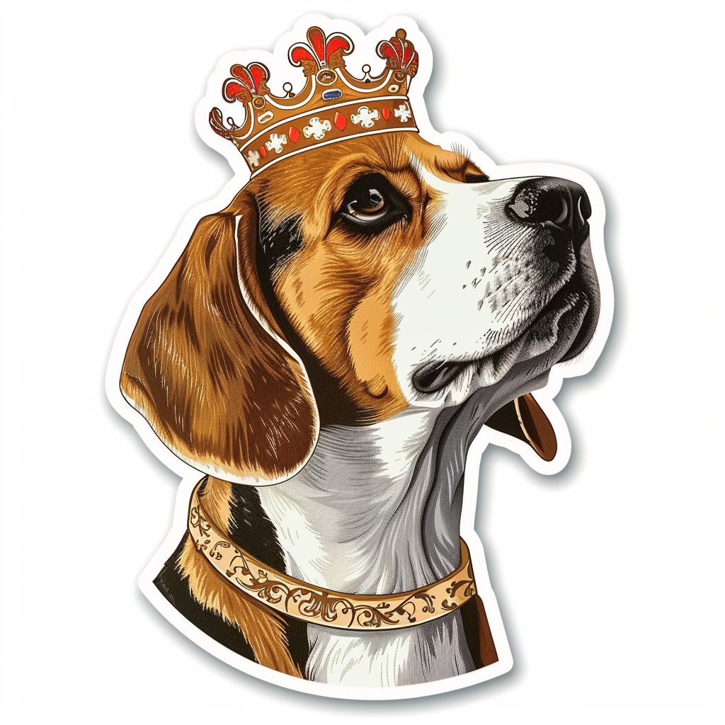 Beagle dog crowned Vinyl Decal Sticker for Car, Laptop, Tumbler and more # F011904