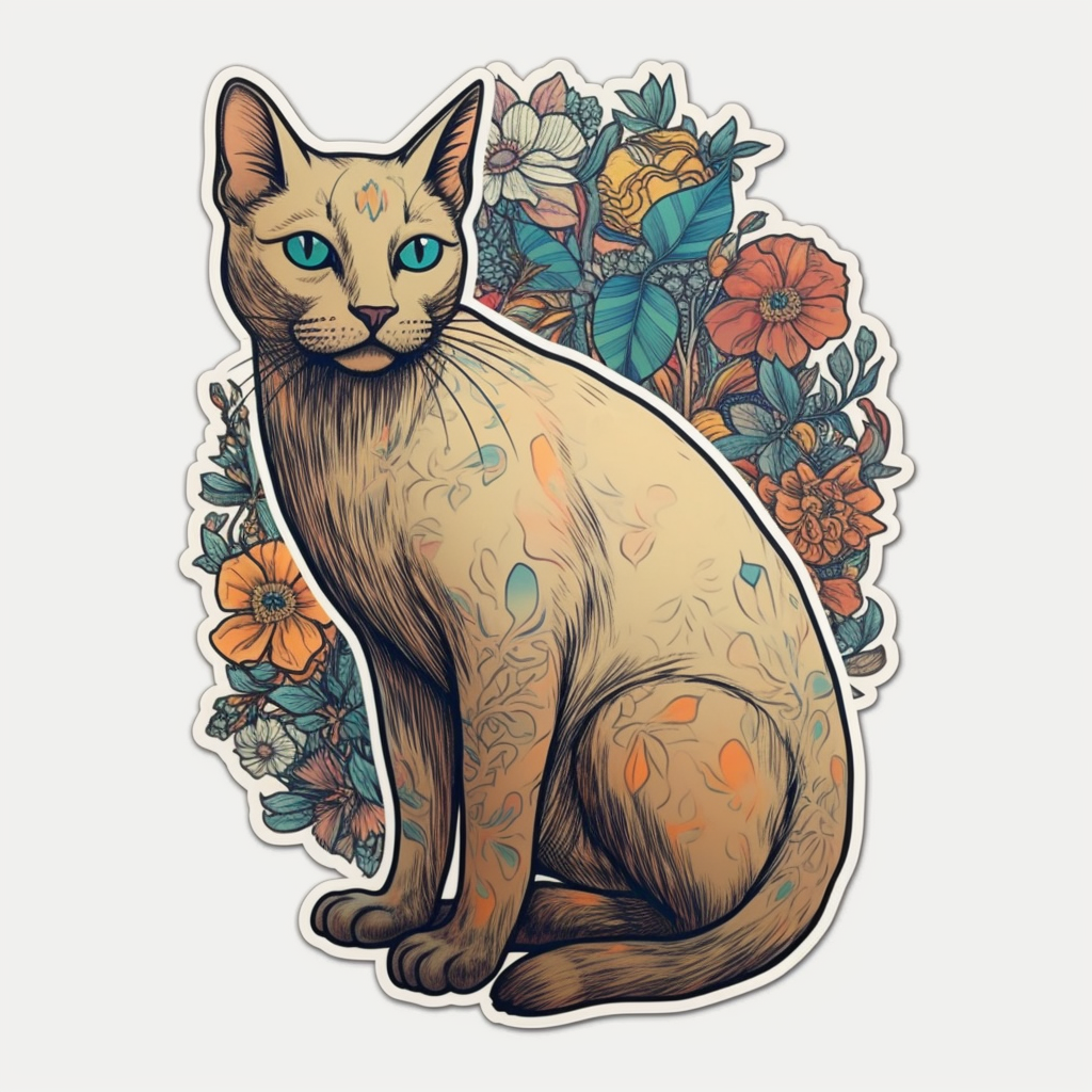 Burmese Cat Vinyl Decal Sticker for Car, Laptop, Tumbler and more # F010716