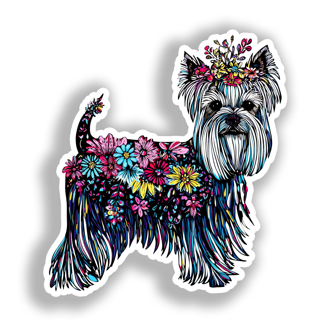 Yorkshire Terrier Dog Vinyl Decal Sticker for Car, Laptop, Tumbler and more # A017099-4" x 4"