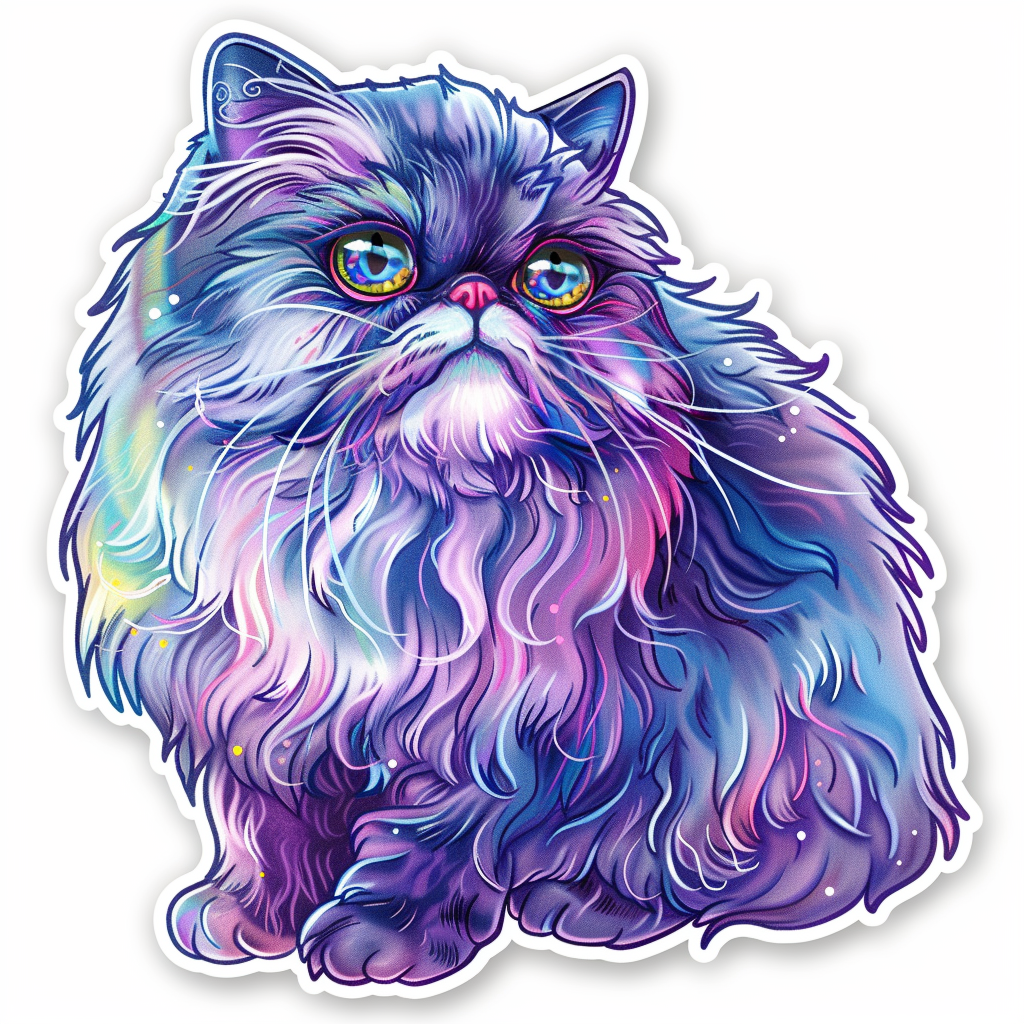 Sticker of a Persian Cat Expressive surreal Vinyl Decal Sticker for Car, Laptop, Tumbler and more # F016402